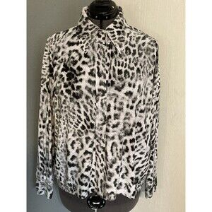 Norma Kamali Black And White Leopard Print Hook & Loop Closure Oversized Sz XS